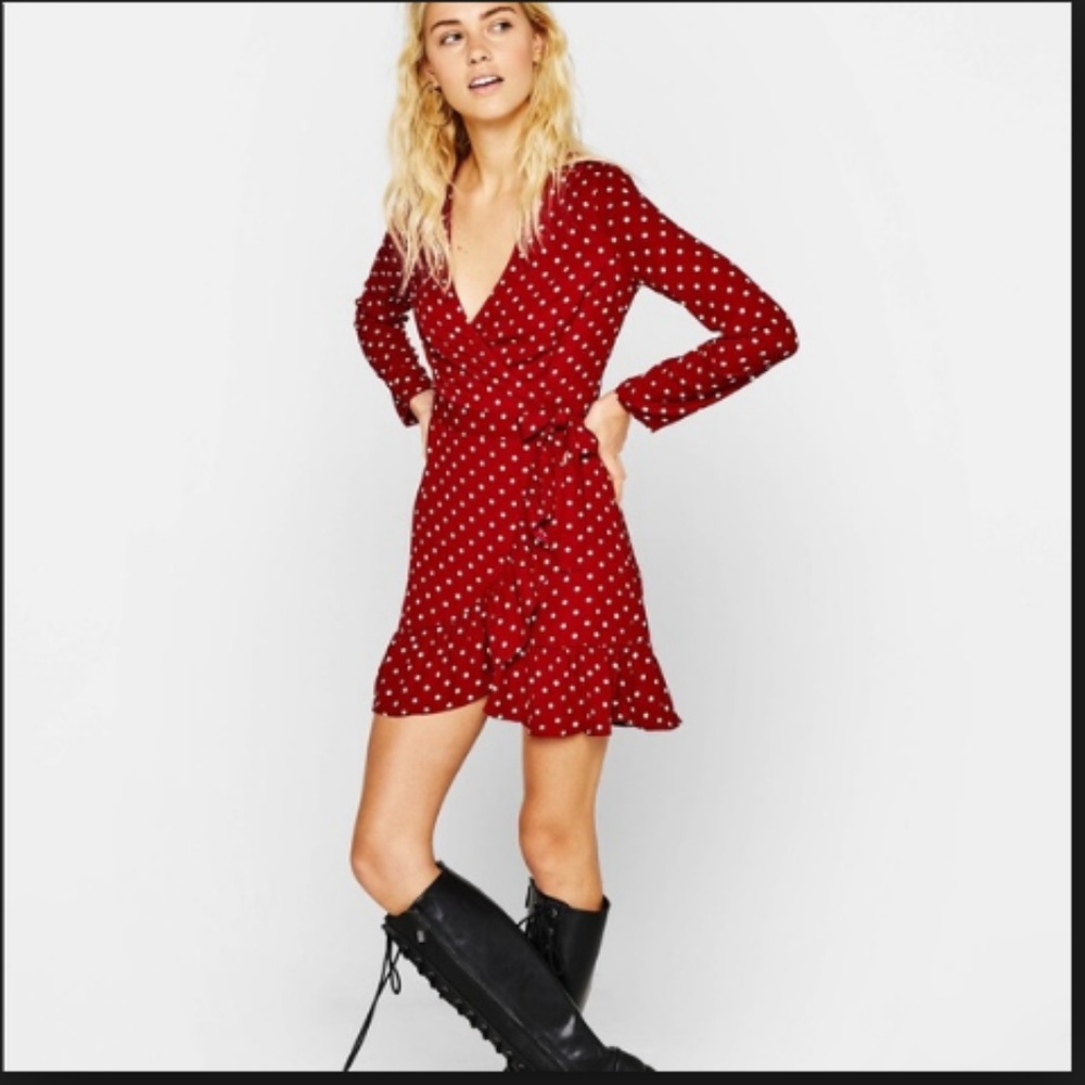 Bershka Polka Dot Wrap Dress